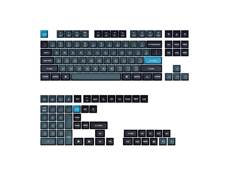 Keychron Double Shot KSA PBT Keycap Set - Dark Grey/Grey/Blue