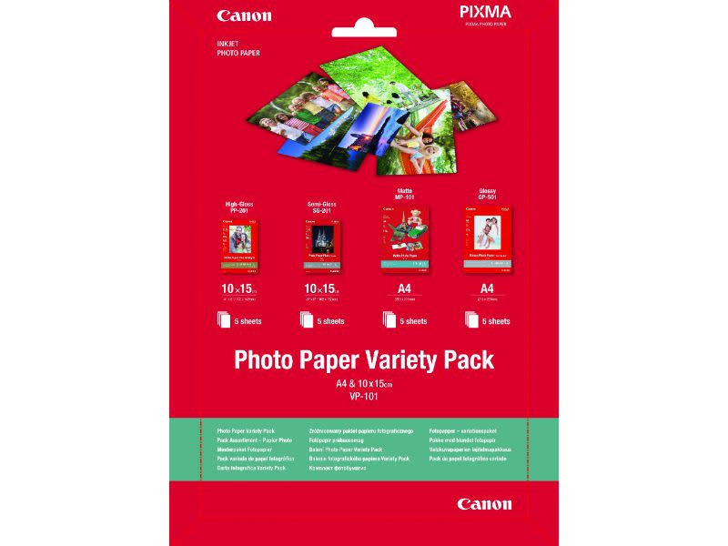 Canon VP-101 Photo Paper Variety Pack 4x6” and A4 - 20 Sheets